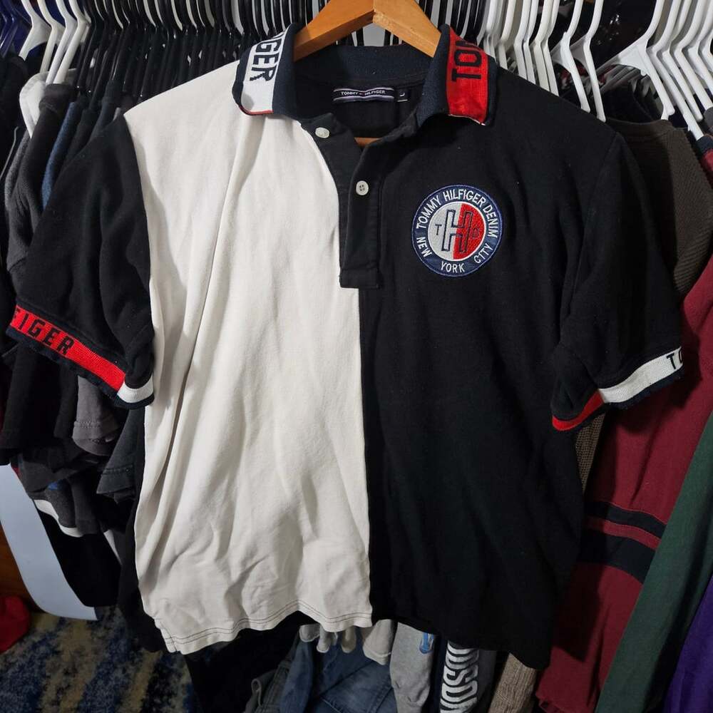 Tommy Hilfiger Logo Polo Shirt Size L Colorblock